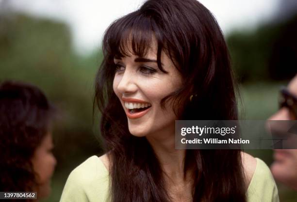 American actress Stepfanie Kramer, on the set while filming the 1992 thriller "Twin Sisters" circa August, 1991 in Montreal, Quebec, Canada.