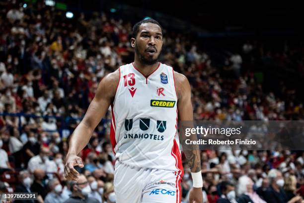 Bryant Crawford of UNAhotels Reggio Emilia during the LBA Lega Basket Serie A Playoffs Game 2 match between AX Armani Exchange Milan and UNAHotels...