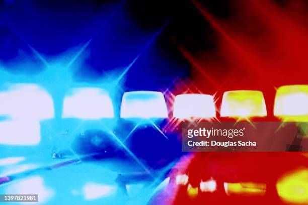 police car rooftop strobe lights - police stock pictures, royalty-free photos & images