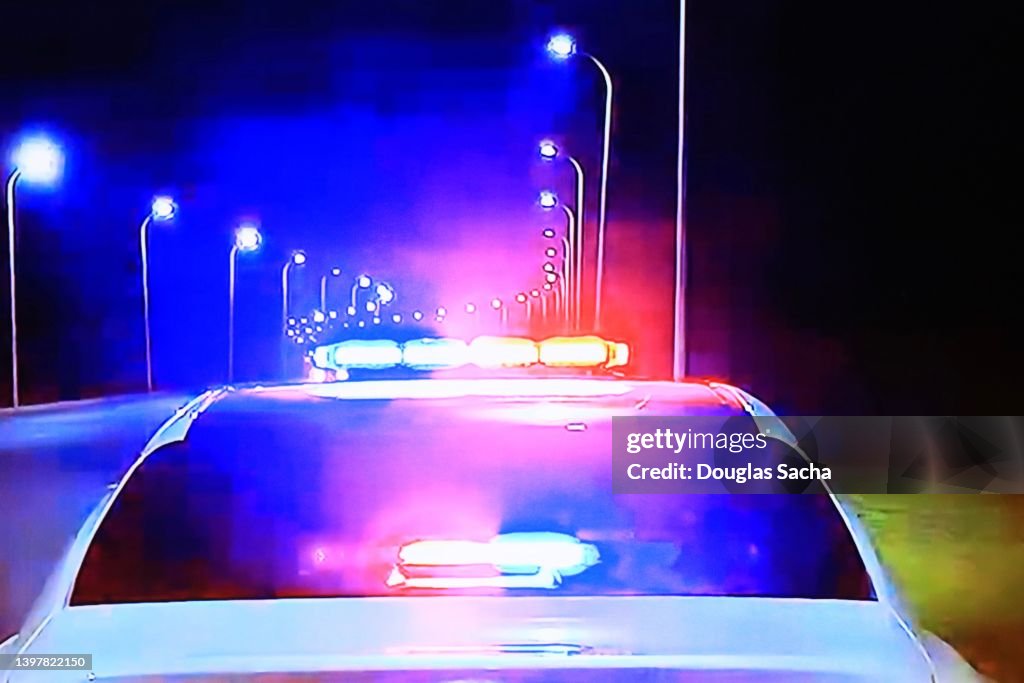 Flashing police car lights for emergencies