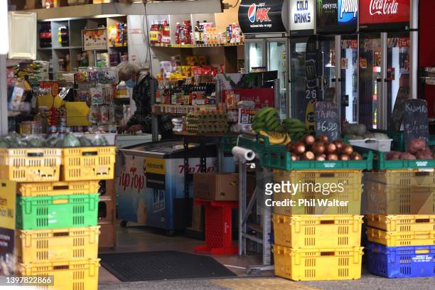 Food and grocery supplies are pictured inside a shop in Otahuhu on May 18, 2022 in Auckland, New Zealand. Whilst Finance Minister Grant Robertson...