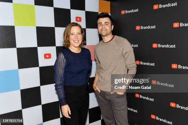 Susan Wojcicki, YouTube CEO and Mark Rober attend the YouTube Brandcast 2022 at Imperial Theatre on May 17, 2022 in New York City.