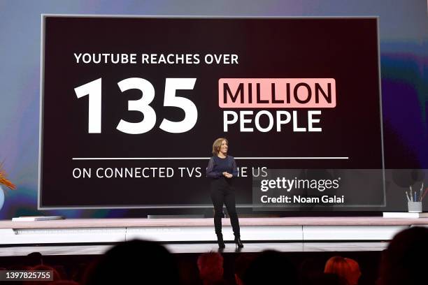 Susan Wojcicki, YouTube CEO speaks onstage during the YouTube Brandcast 2022 at Imperial Theatre on May 17, 2022 in New York City.
