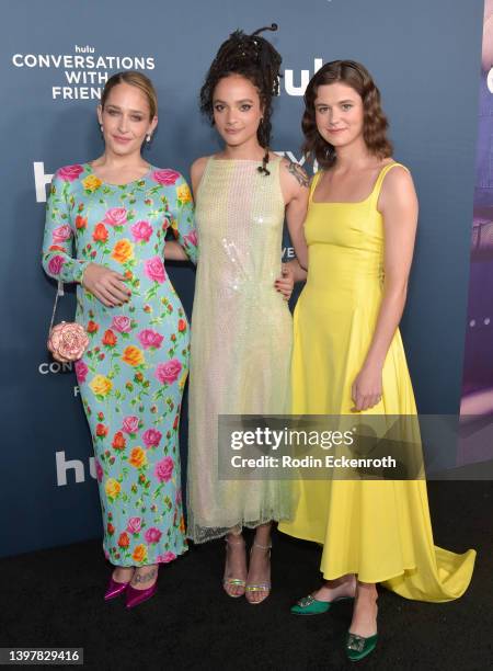 Jemima Kirke, Sasha Lane, and Alison Oliver attend the special screening for Hulu's "Conversations with Friends" at Pacific Design Center on May 17,...