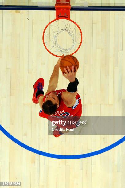 Blake Griffin of the Los Angeles Clippers and Team Shaq dunks during the BBVA Rising Stars Challenge part of the 2012 NBA All-Star Weekend at Amway...