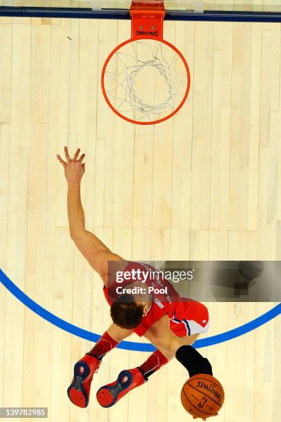 Blake Griffin of the Los Angeles Clippers and Team Shaq dunks during the BBVA Rising Stars Challenge part of the 2012 NBA All-Star Weekend at Amway...