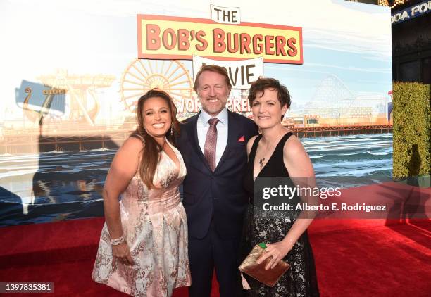 Janelle Momary-Neely, Bernard Derriman and Nora Smith attend the world premiere of 20th Century Studios "The Bobs Burgers Movie" at El Capitan...