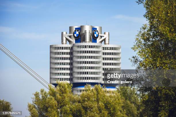 bmw tower in munich - bmw münchen stock pictures, royalty-free photos & images