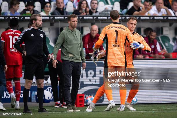 Head Coach Julian Nagelsmann substiute Manuel Neuer for Christian Fruechtl of Munich during the Bundesliga match between VfL Wolfsburg and FC Bayern...