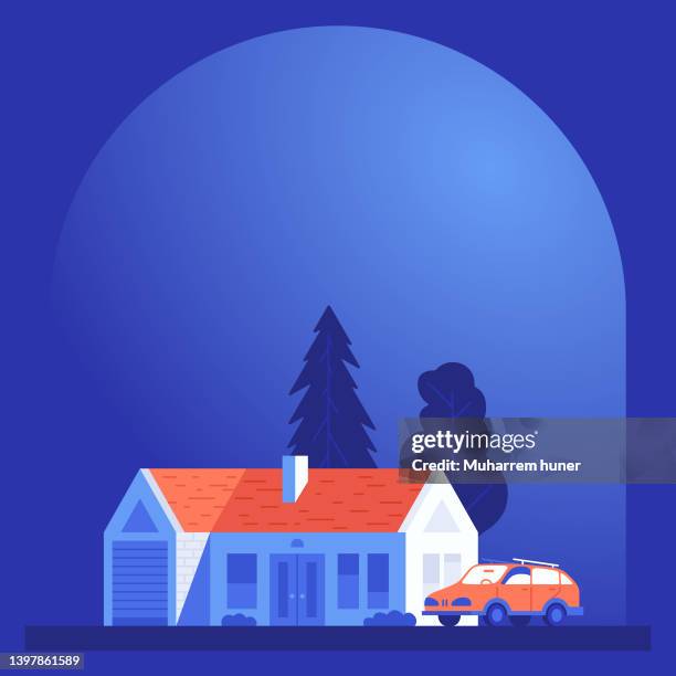 home and car insurance in a glass dome, retirement concept vector illustration. - defending home stock illustrations