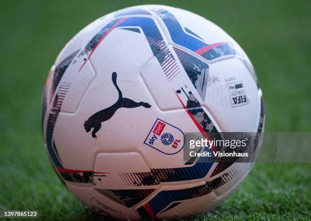 The official Sky Bet EFL match ball by Puma during the Sky Bet Championship Play-Off Semi Final 1st Leg match between Sheffield United and Nottingham...