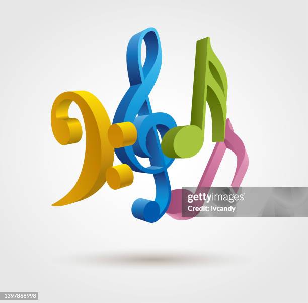 musical notes - musical note 3d stock illustrations