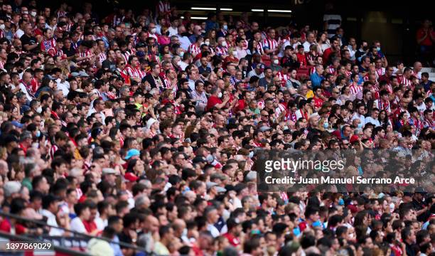 Club Atletico de Madrid fans enjoy the atmosphere during the LaLiga Santander match between Club Atletico de Madrid and Sevilla FC at Estadio Wanda...