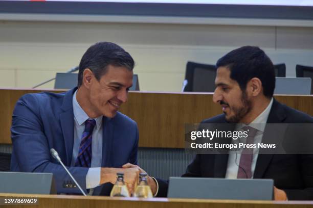 The President of the Government, Pedro Sanchez , and the Prime Minister of Qatar, Abdullah bin Nasser al Thani, at the opening ceremony of the...