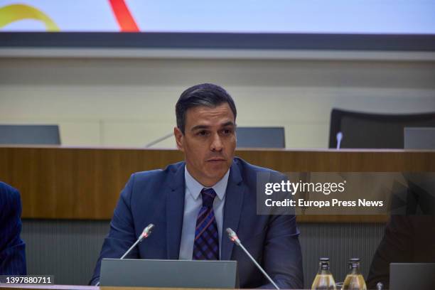 The President of the Government, Pedro Sanchez, at the opening ceremony of the Spain-Qatar business forum, at the headquarters of the CEOE, on 18...