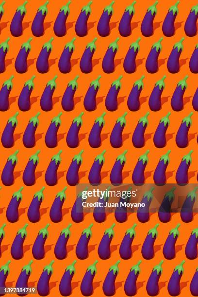 fake eggplants mosaic - aubergine emoji stock pictures, royalty-free photos & images