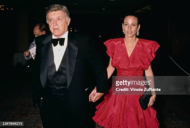 American actor Rod Steiger and his wife, American singer Paula Elliis attend the 1991 Television Academy Hall of Fame Awards, held at the Beverly...
