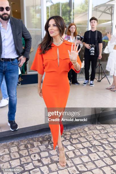 Eva Longoria is seen at the Martinez Hotel during the 75th annual Cannes film festival on May 18, 2022 in Cannes, France.