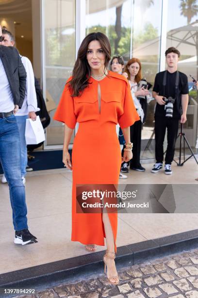 Eva Longoria is seen at the Martinez Hotel during the 75th annual Cannes film festival on May 18, 2022 in Cannes, France.