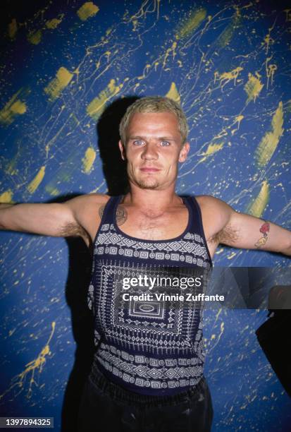 Australian-born American musician and actor Flea attends the 1993 MTV Video Music Awards, held at the Universal Amphitheater in Los Angeles,...
