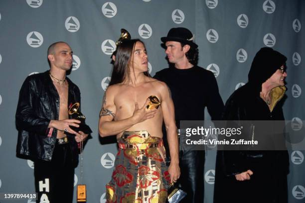 American rock band the Red Hot Chili Peppers (American guitarist Arik Marshall, American singer, songwriter and musician Anthony Kiedis, American...