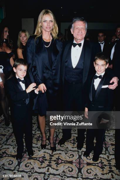 American magazine publisher Hugh Hefner and his wife, American model and actress Kimberley Conrad and their sons, Marston Hefner and Cooper Hefner...