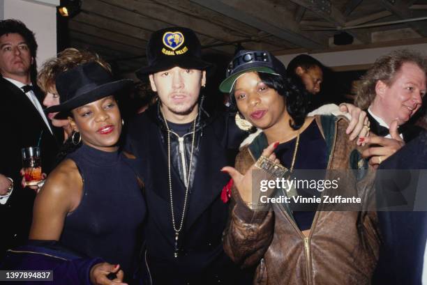 American rap duo BWP , comprised of American rapper Tanisha Michele Morgan, wearing a black fedora, and American rapper Lyndah McCaskill, wearing a...