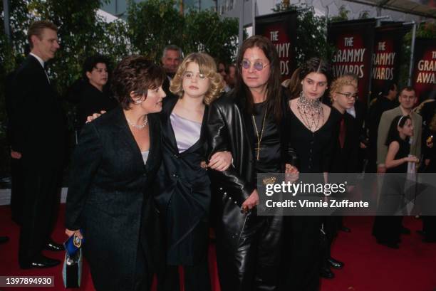 British music manager Sharon Osbourne, British television personality Kelly Osbourne, British singer and songwriter Ozzy Osbourne, British singer and...