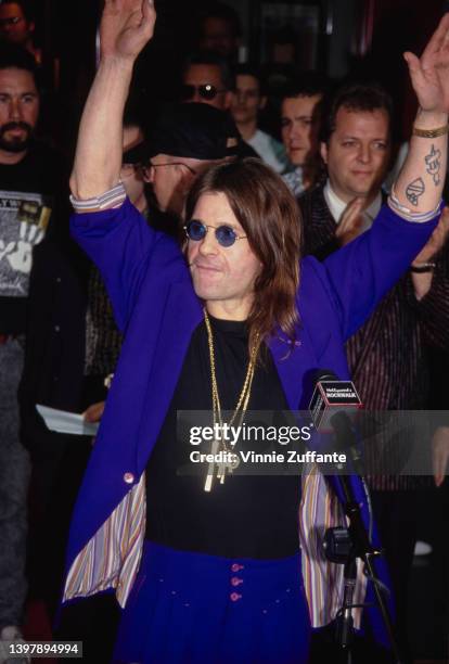 British singer and songwriter Ozzy Osbourne attends the ceremony where the original line-up of Black Sabbath is inducted into the RockWalk of Fame,...