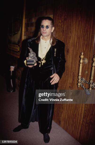 British singer and songwriter Ozzy Osbourne attends the 1991 Foundation Awards, held at the Los Angeles Airport Marriott, at Los Angeles...