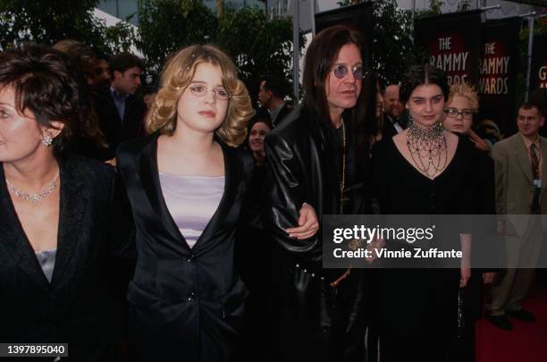 British music manager Sharon Osbourne, British television personality Kelly Osbourne, British singer and songwriter Ozzy Osbourne, British singer and...