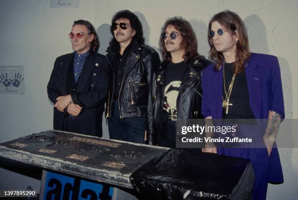 British drummer Bill Ward, British guitarist Tony Iommi, British musician and songwriter Geezer Butler, and British singer and songwriter Ozzy...