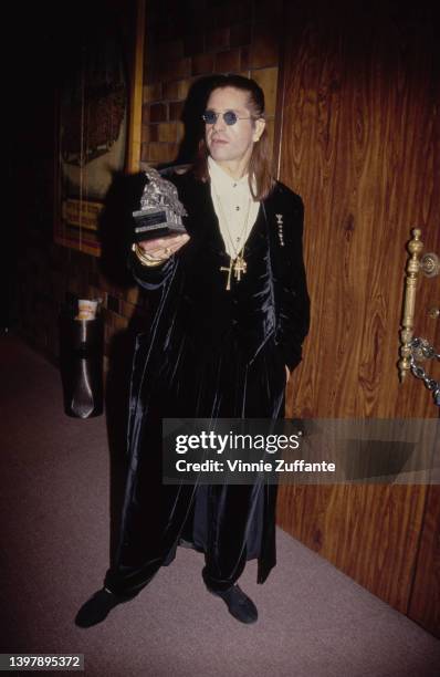 British singer and songwriter Ozzy Osbourne attends the 1991 Foundation Awards, held at the Los Angeles Airport Marriott, at Los Angeles...