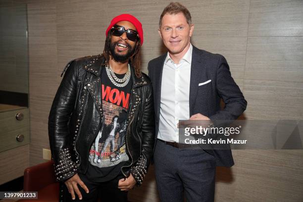 Lil Jon, Lil Jon Wants To Do What?, HGTV and Bobby Flay, Beat Bobby Flay on Food Network pose in the Warner Bros. Discovery Upfront 2022 green room...