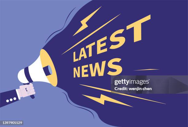 ilustraciones, imágenes clip art, dibujos animados e iconos de stock de alertas de altavoces últimas noticias - news event