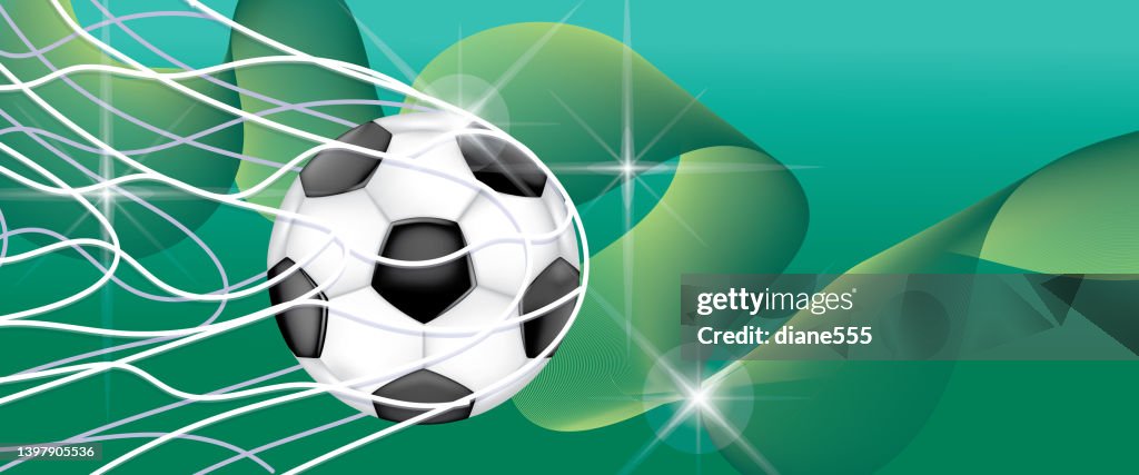 Colorful Soccer or Football Scoring A Goal In A Net