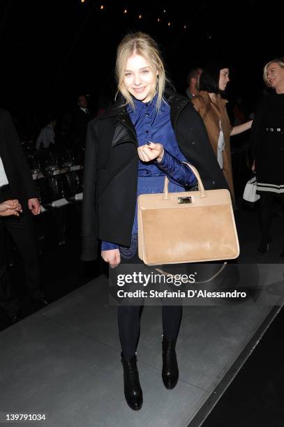 Chloe Grace Moretz attends the runway at the Sportmax Autumn/Winter 2012/2013 fashion show as part of Milan Womenswear Fashion Week on February 25,...