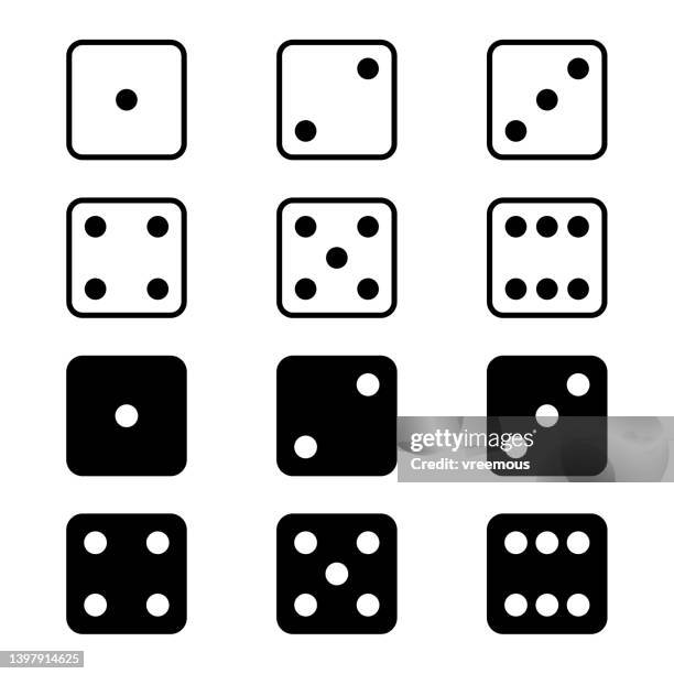 flache würfelsymbole set - würfel stock-grafiken, -clipart, -cartoons und -symbole