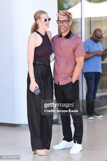 Toni Garrn and Jon Kortajarena aren seen during the 75th annual Cannes film festival on May 18, 2022 in Cannes, France.