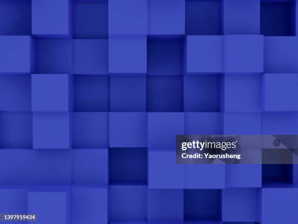 blue 3d abstract  stacking cube blocks,geometric shapes - colour block fotografías e imágenes de stock