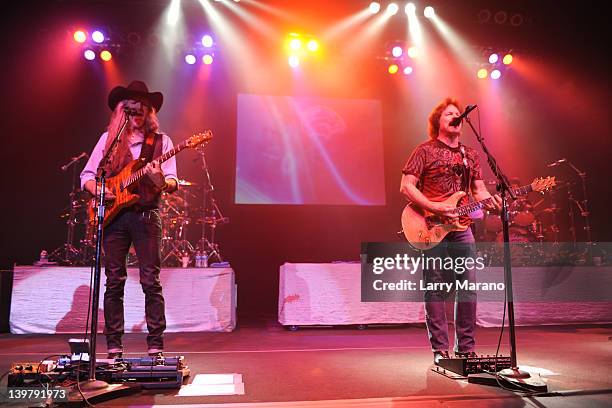 Patrick Simmons and Tom Johnston of the Doobie Brothers perform at Hard Rock Live! in the Seminole Hard Rock Hotel & Casino on February 24, 2012 in...