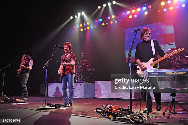 Patrick Simmons, Tom Johnston and John McFee of the Doobie Brothers perform at Hard Rock Live! in the Seminole Hard Rock Hotel & Casino on February...