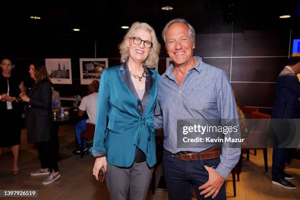 Kathleen Finch, Chief Content Officer and Mike Rowe, Dirty Jobs on Discovery Channel attend the Warner Bros. Discovery Upfront 2022 arrivals on the...