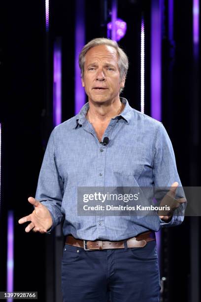 Mike Rowe, Dirty Jobs on Discovery Channel speaks onstage during the Warner Bros. Discovery Upfront 2022 show at The Theater at Madison Square Garden...