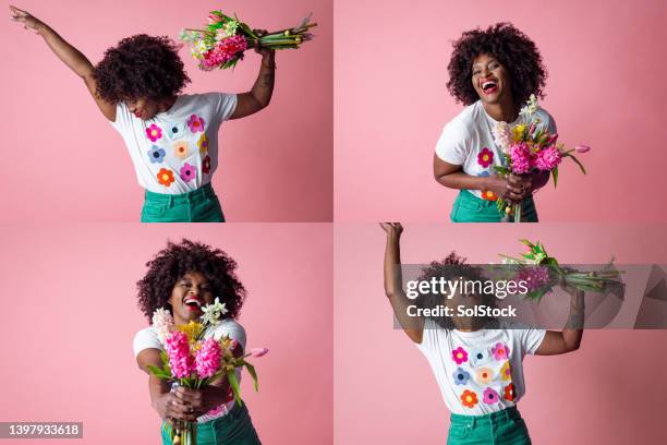 you're my favourite flower - flower woman stockfoto's en -beelden