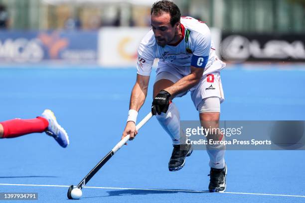 Alvaro Iglesias of Spain in action during the FIH Pro League hockey match played between Spain and France at Estadio Betero on May 18 in Valencia,...