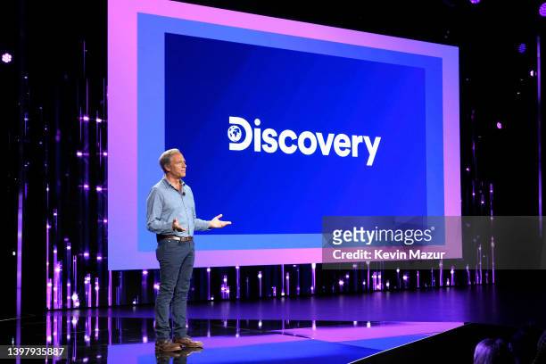 Mike Rowe, Dirty Jobs on Discovery Channel speaks onstage during the Warner Bros. Discovery Upfront 2022 show at The Theater at Madison Square Garden...