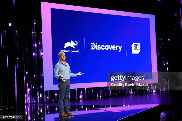 Mike Rowe, Dirty Jobs on Discovery Channel speaks onstage during the Warner Bros. Discovery Upfront 2022 show at The Theater at Madison Square Garden...