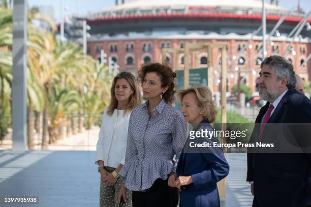 Unesco Director-General Audrey Azoulay ; Spain's Ambassador to Unesco, Jose Manuel Rodriguez Uribes , and the President of the Abertis Foundation,...