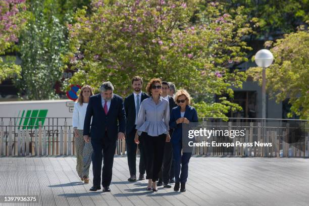 Unesco Director-General Audrey Azoulay ; Spain's ambassador to Unesco, Jose Manuel Rodriguez Uribes , and the president of the Abertis Foundation,...